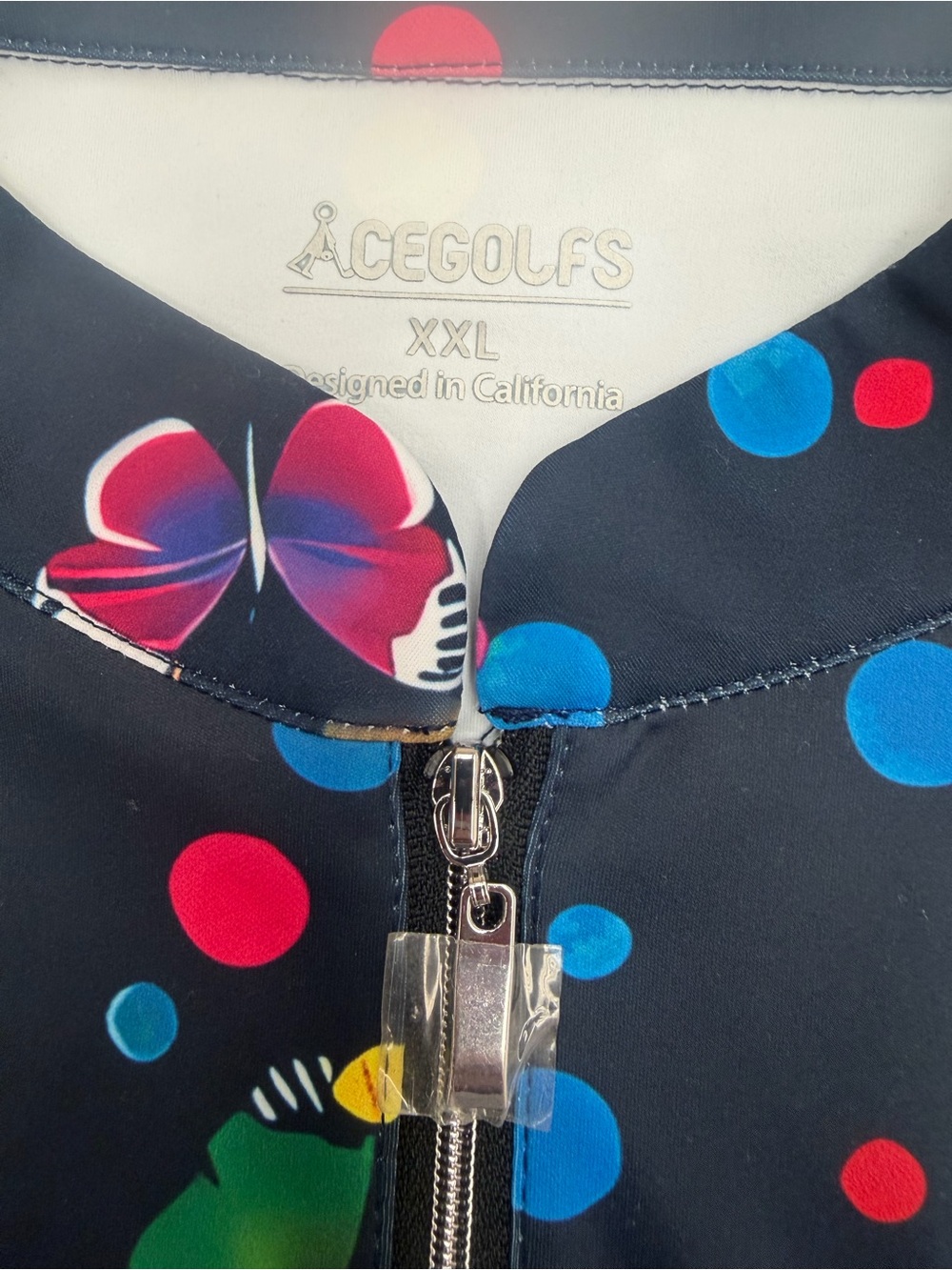 Acegolfs Women's Sleeveless Quarter Zip Golf Dress Butterfly Print Black XXL NWT - Picture 2 of 6